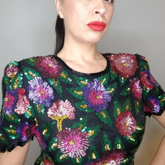 VINTAGE | Lawrence Kazar Multicolor Top Size: PL - Picture 1 of 8